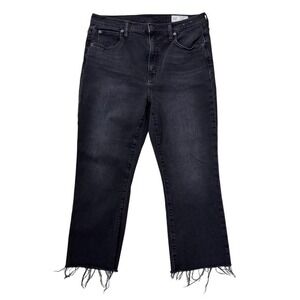 GAP Jeans Women 31 12S‎ Black Kick Fit High Rise Flare Raw Hem Denim Pants